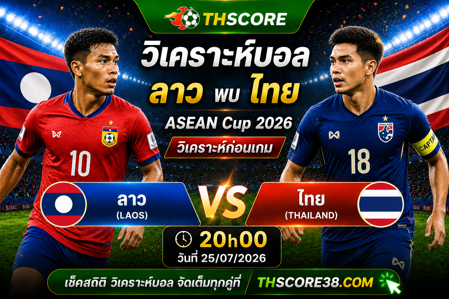 วิเคราะห์บอล สปป.ลาว พบ ทีมชาติไทย 20h00 25/07 – อาเซียน แชมเปียนส์ชิพ ฮุนได คัพ 2026