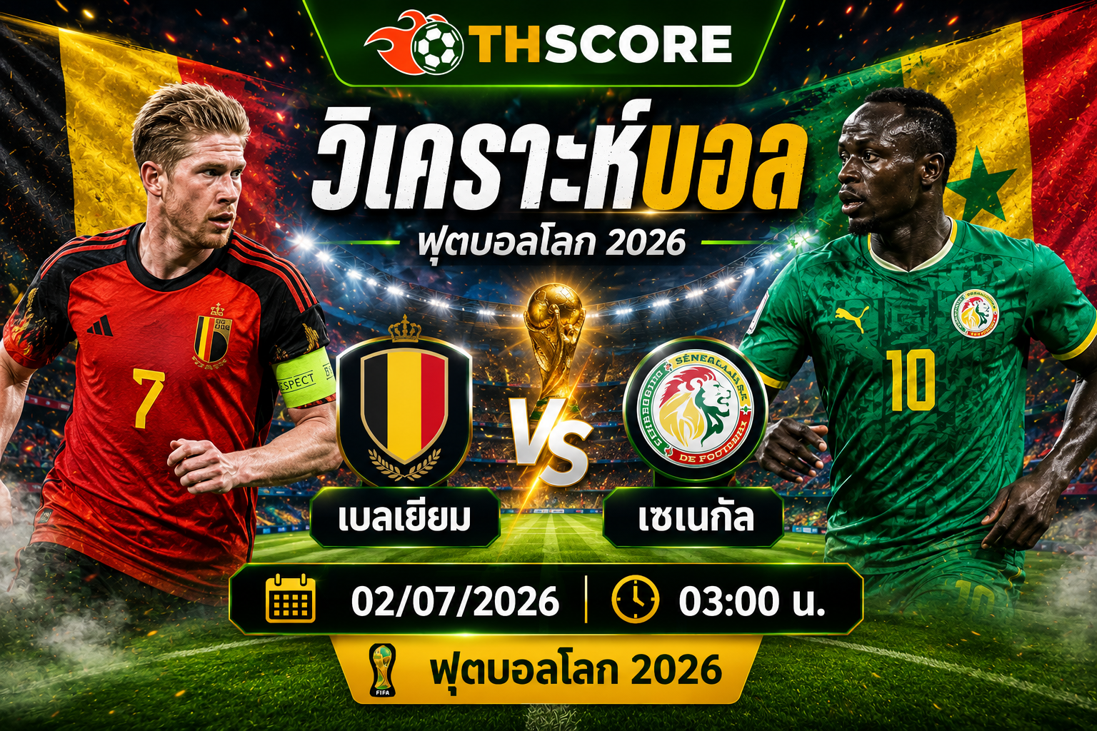วิเคราะห์บอล เบลเยียม พบ เซเนกัล 03:00 น. วันที่ 02/07/2026 – ฟุตบอลโลก 2026